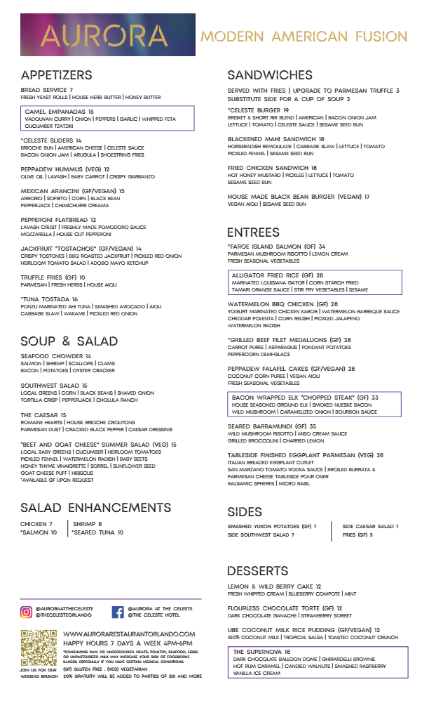 Aurora Lunch / Dinner Menu Updated 05/19/26